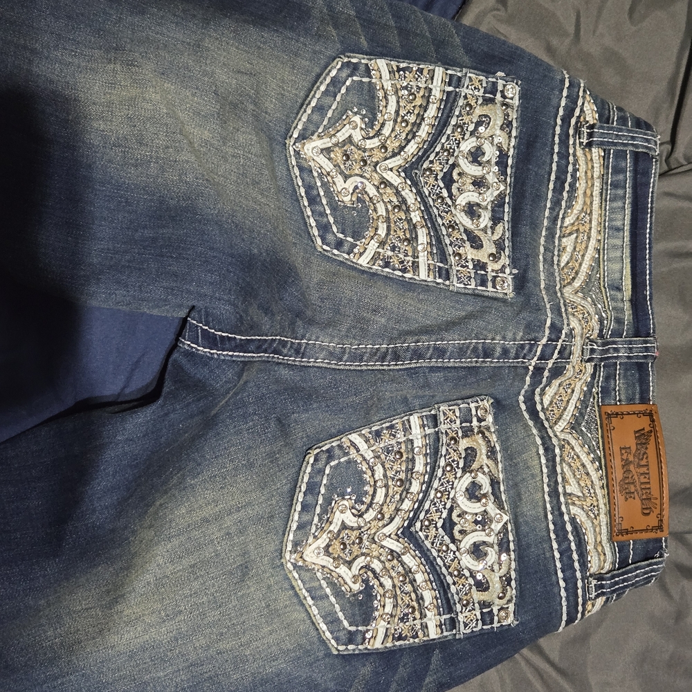 Embellished Blue Boot Cut Jeans
